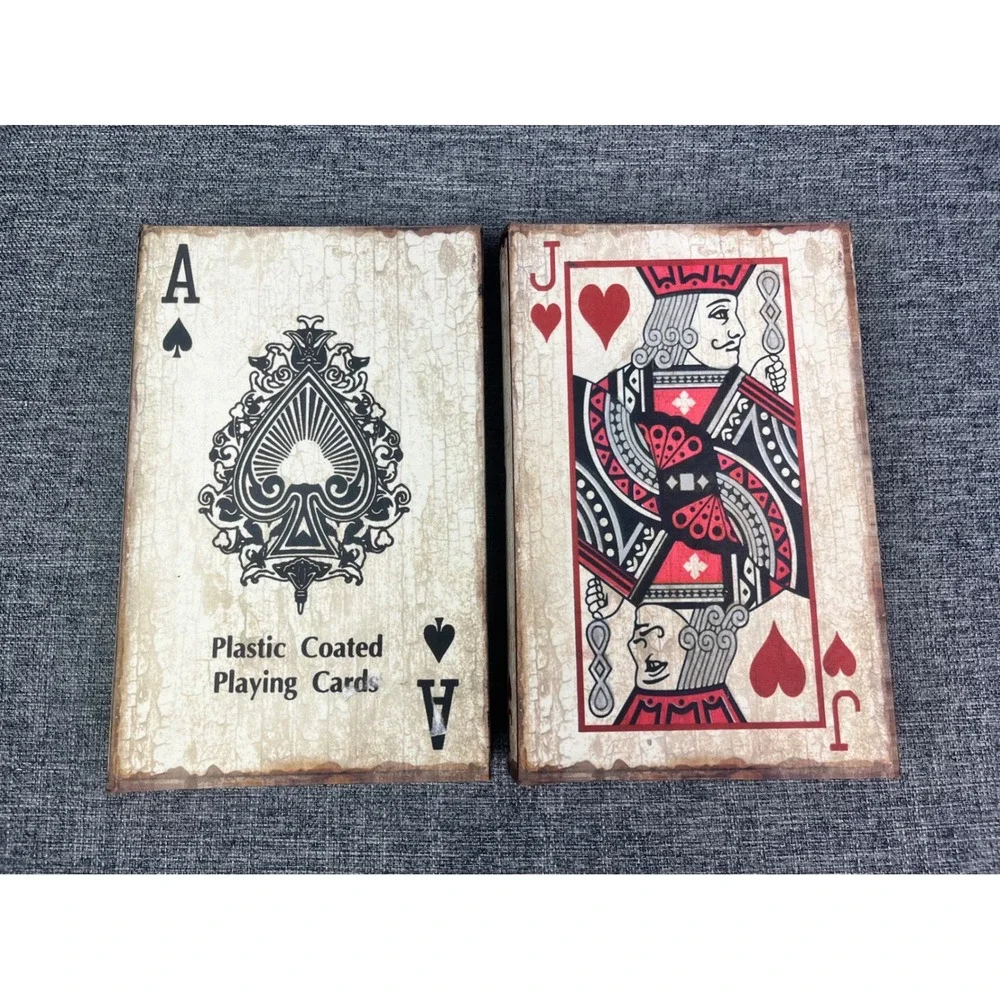 Vintage Playing Card Faux Book Storage Boxes Set Ace of Spades Jack of Hearts